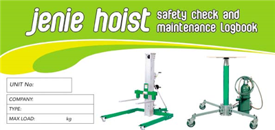 Jenie Hoist Safety Check & Maintenance Logbook