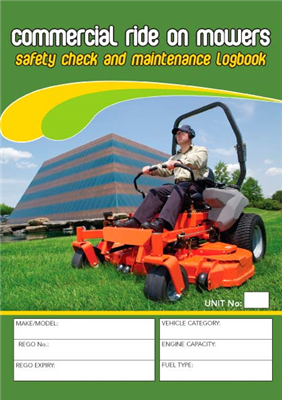 Comercial Ride On Mowers Safety Check & Maintenance Logbook